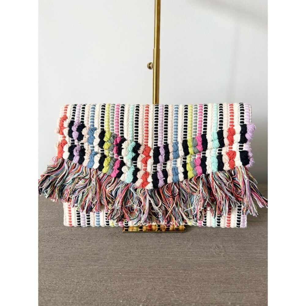 Stella & Dot Taj Envelope Clutch in Bohemian Style Woven Detail Multi GUC